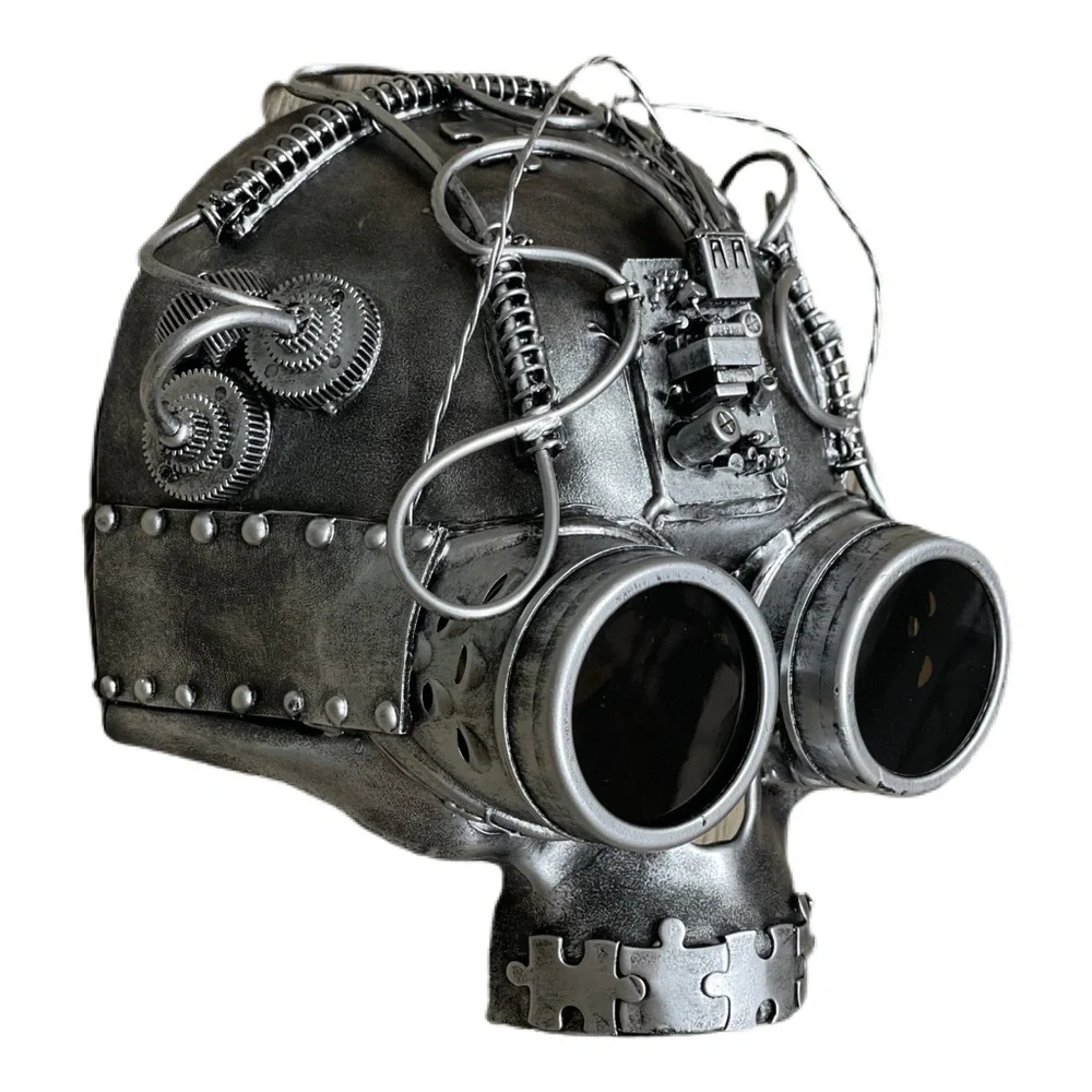 Silver Robotic Steampunk Skull full face Mask NWT!